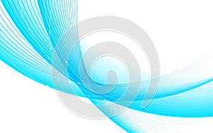 Abstract futuristic blue line curve wave on white background. photo