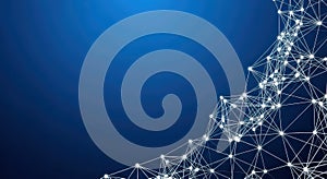 Abstract futuristic blue network background, technology, connection, data, artificial intelligence concept