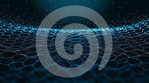 Abstract Futuristic Blue Technology Background with Hexagonal Grid