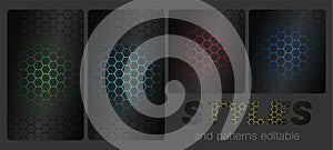 Abstract futuristic cell hexagonal pattern in different colors