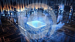 Abstract futuristic circuit board. High computer technology dark color background with copy space ai generated.