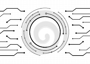 abstract futuristic circuit board technology black and white background vector illustration