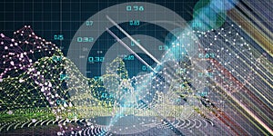 Abstract futuristic concept of  polygonal radial color grid . Big data. Quantum virtual cryptography. Business visualization of