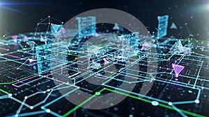 Futuristic Digital Network and Data Flow with AI Concept