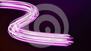 Abstract futuristic dynamic neon stream. Digital data flow with optical cable