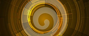 Abstract futuristic electronic circuit circle and technology gold background
