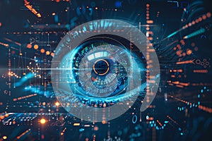 Abstract futuristic eye with digital data
