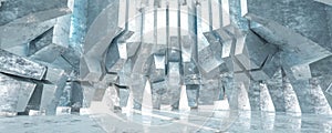 abstract futuristic fantasy building architecture interior 3d render illustraiton photo