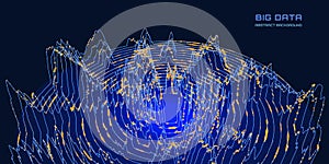 Abstract futuristic graph information computing on disk space in dark cyberspace. Big Data analysis processing. Digital AI