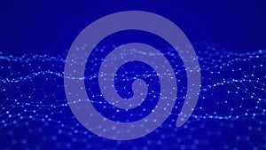 Abstract futuristic hexagon background. Big data visualization. Digital dynamic wave. 3D rendering