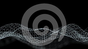 Abstract futuristic hexagon background. Big data visualization. Digital dynamic wave. 3D rendering
