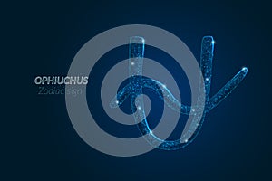Abstract futuristic image of ophiuchus zodiac sign. Astrological horoscope characteristic. Polygonal vector illustration
