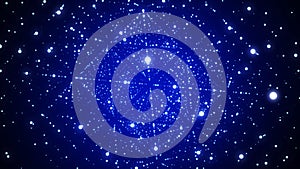 Abstract futuristic infinite flow of scientific data. Network structure of an array of points. Outer space background. Big data