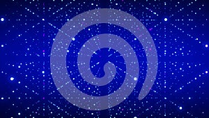 Abstract futuristic infinite flow of scientific data. Network structure of an array of points. Outer space background. Big data