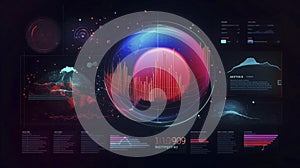 Abstract Futuristic infographic with Visual data complexity, represent Big data concept, node base programming.