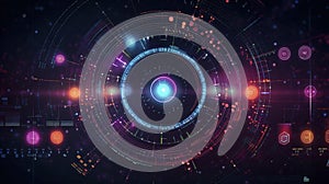 Abstract Futuristic infographic with Visual data complexity, represent Big data concept, node base programming.