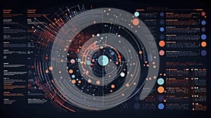 Abstract Futuristic infographic with Visual data complexity, represent Big data concept, node base programming.