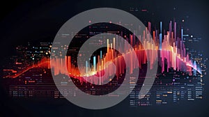 Abstract Futuristic infographic with Visual data complexity, represent Big data concept, node base programming.