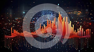 Abstract Futuristic infographic with Visual data complexity, represent Big data concept, node base programming.