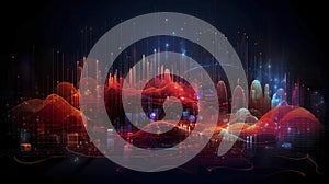 Abstract Futuristic infographic with Visual data complexity, represent Big data concept, node base programming
