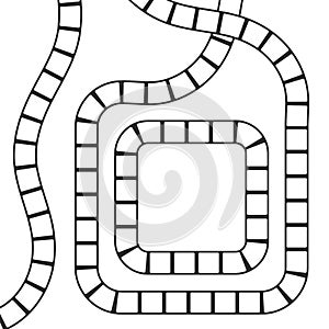 Abstract futuristic maze, square pattern template for children`s games, white squares Black contour isolated on white background.