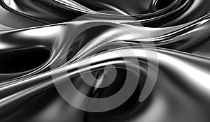 Abstract futuristic metal aluminum spiral twisted object on black background