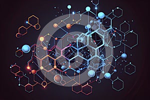 Abstract futuristic - Molecules technology with polygonal shapes on dark blue background