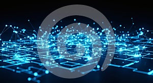 Abstract Futuristic Network Connection Background Digital Data Stream Visualization of Global Technology Structure and Big Data Ex