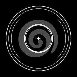 Abstract futuristic object. HUD elemet. hologram display consist of glowing cirles. Nanotechnology machine. science and technology