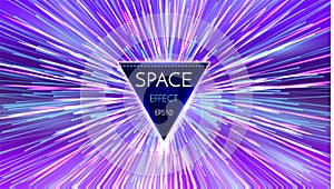 Abstract Futuristic Perspective and Motion Light Background. Star Warp in Hyperspace. Space Jump.