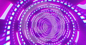 Abstract futuristic purple hi-tech tunnel from energy circles and magic