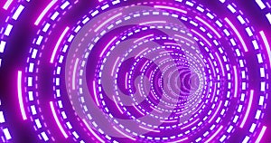 Abstract futuristic purple hi-tech tunnel from energy circles and magic lines