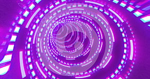 Abstract futuristic purple hi-tech tunnel from energy circles and magic lines