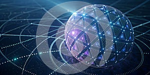 Abstract futuristic sphere network data visualization
