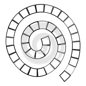 Abstract futuristic spiral maze, pattern template for children`s games, white squares Black contour isolated on white background.