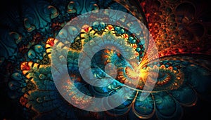 Abstract futuristic spiral in multi colored , glowing with bright elegance generated by AI
