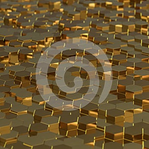 Abstract technological hexagonal background. 3D render