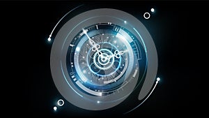 Abstract Futuristic Technology Background with Clock concept and Time Machine, Can rotate clock hands, vector illustration