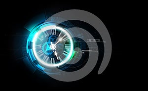 Abstract Futuristic Technology Background with Clock concept and Time Machine, vector illustration