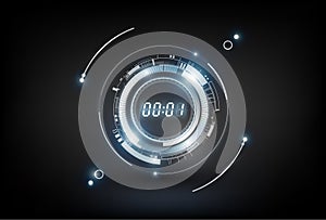 Abstract Futuristic Technology Background with Clock concept and Time Machine, vector illustration