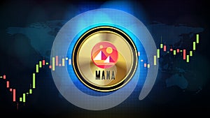 Futuristic technology background of Decentraland MANA Price graph Chart coin digital cryptocurrency photo