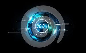 Abstract Futuristic Technology Background with Digital number timer concept and countdown, vector illustration