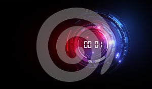 Abstract Futuristic Technology Background with Digital number timer concept and countdown, vector transparent