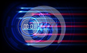 Abstract Futuristic Technology Background with Digital number timer concept and countdown, vector transparent