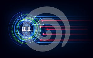 Abstract Futuristic Technology Background with Digital number timer concept and countdown, vector transparent