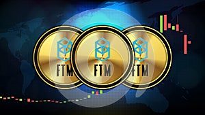 Futuristic technology background of Fantom FTM Price graph Chart coin digital cryptocurrency photo