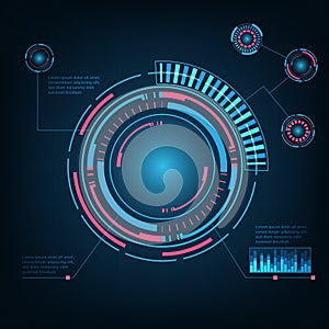 Abstract Futuristic Technology Background. HUD circle element. Hi-tech communication concept