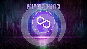Futuristic technology background of Polygon MATIC Price graph Chart coin digital cryptocurrency
