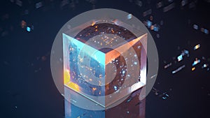 Abstract futuristic technology cube 3D render