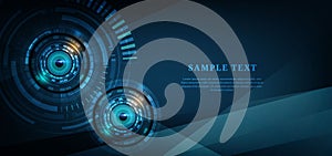 Abstract Futuristic Technology eye on drak blue Background with copy space for text